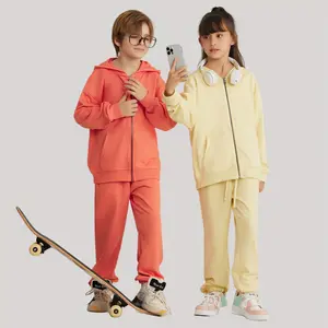 Pure cotton children's terry zip-up sweatshirt, trendy brand children's clothing, cardigan jacket