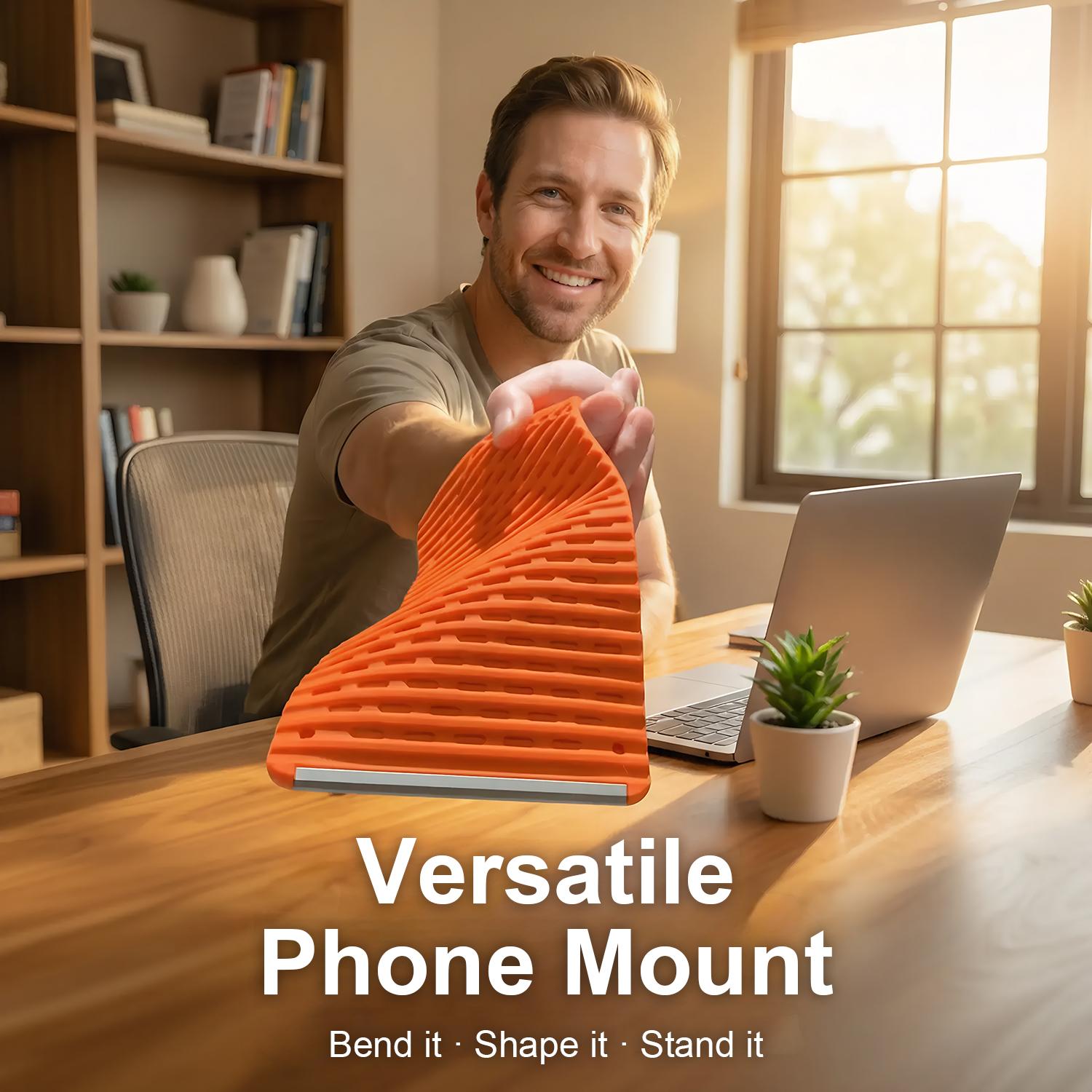 Flexible Silicone Aluminum Phone holder stand,Bendable Rollable Foldable Design,Universal Adjustable Anti-Slip Desktop Mount for Phone Tablet Laptop, Portable Ergonomic Holder for Home Office Travel