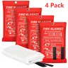 Fiberglass Emergency Fire Blanket - 4 Packs 40x40 inches Fire Resistant Lightweight Survival Equipment, Camping Survival Equipment, First Aid Emergency Supply for Home, Kitchen