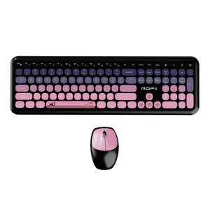 Wireless Keyboard & Mouse Combo, Full-sized Plug and Play Colorful Keyboard, Silence Keycap Colorful Design Keyboard with USB-A 2.4G Receiver, for Laptop, Windows, PC, Desktop