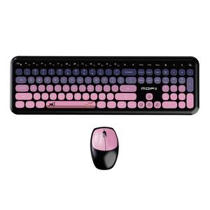 wireless keyboard & mouse combo, full-sized plug and play colorful keyboard, silence keycap keyboards with usb-a 2.4g receiver, for laptop, windows, pc, desktop