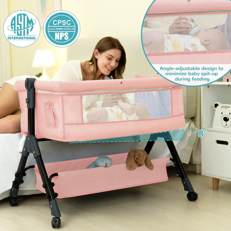 【New Year gift】Baby Bassinet Bedside Sleeper 3 in 1 - Adjustable Height, Adjustable Wheels, Travel Sleeper, Portable Design for 0-6 Months、12 Months Newborn bassinet for baby 【New Year gift】Baby Bassinet Bedside Sleeper 3 in 1 - Adjustable Height, Adjustable Wheels, Travel Sleeper, Portable Design for 0-6 Months、12 Months Newborn bassinet for baby