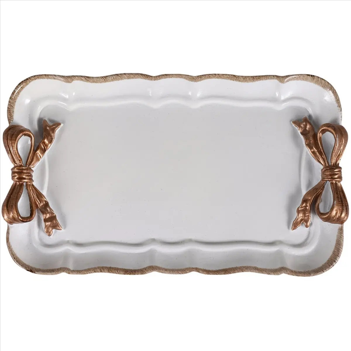 European Style Bow Cake Storage Trays Makeup Organizer Dessert Plate Square Decor Tray Kitchen Storage Trays 12x20Cm White