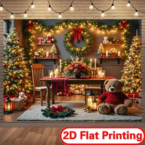 2D Polyester Flat Printing Backdrop Banner with Backdrop Picture, Summer Party & Backyard BBQ Festive Decoration Supplies for Home