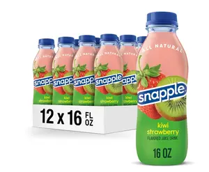 Snapple Kiwi Strawberry Juice Drink, 16 Fl Oz Recycled Plastic Bottle, Pack Of 12, All Natural, No Artificial Flavors Or Sweeteners, Contains 3% Real Juice