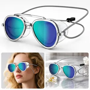 Retro Mirror Lens Swimming Goggles for Adults - Unisex Water Sports Essential with Blue Mirror, Red Tint, Green Tint Lenses for Beach Trips, Vacations