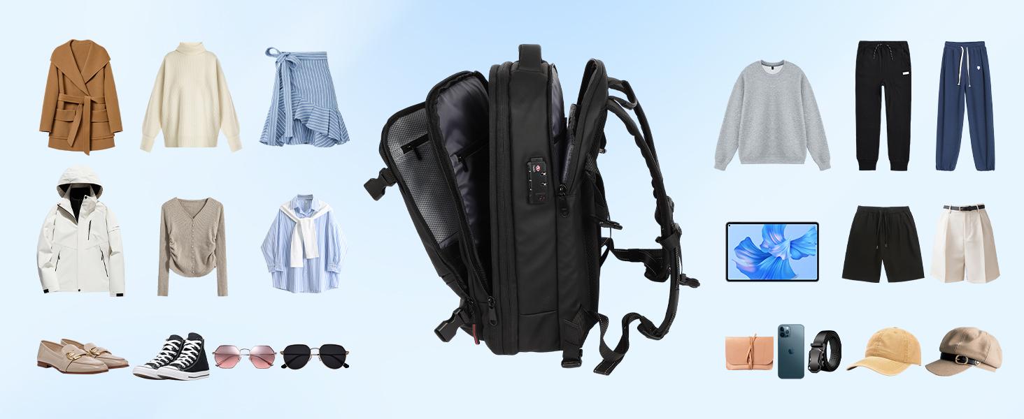Vacuum Seal Backpack Travel 60L Expandable Backpack with Compression System, TSA Lock Water Resistant Carry-On Backpack (with Pump) Vacuum Seal Backpack Travel 60L Expandable Backpack with Compression System, TSA Lock Water Resistant Carry-On Backpack (with Pump)