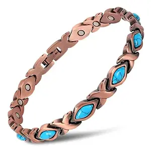 Women's pure copper magnetic bracelet with natural unique gemstones - fashionable jewelry accessory, can be layered, elegant and minimalist gift for women