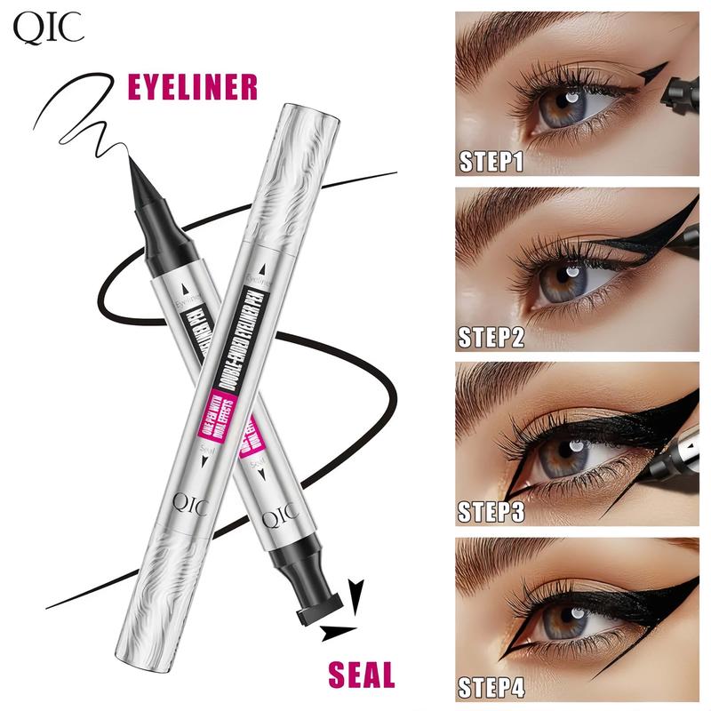 2 in 1 Double-Ended Stamp Eyeliner black - Quick eyeliner stamp-Waterproof, Sweatproof & Smudge-Proof, Long-Lasting Black Tint Wingliner, Easy and Simple Eye Makeup- Lush Lens