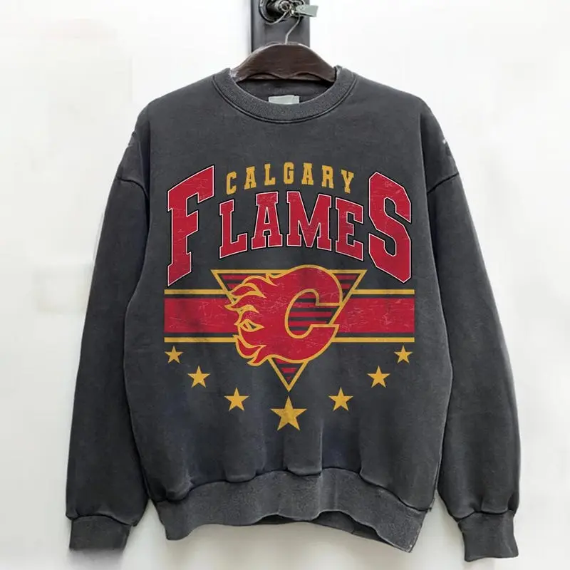 Vintage 90s Calgary Hockey Crewneck, Flames Hockey Team Retro Sweatshirt, Flames Hockey Gift for Fan 11325TK51