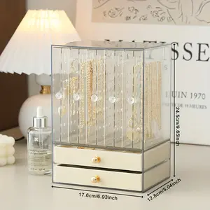 1 Pcs Transparent Octagon Home Jewelry Organizer Box Multi Layer Drawer Design Durable Plastic Multi Grid Ring Earrings Storage Case Soft Lining Necklace Bracelet Holder Classic Style For Vanity Dresser De