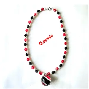 Trinidad & Tobago Flag Beaded Rear View Mirror Charm Handmade Car Accessory with Red Black and White Beads