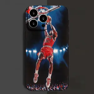Basketball Player Simple Print Frosted Case Smudge and Fingerprint Resistant Premium Omni-Directional Lens Shockproof Case Durable Case Black Classic Series for iPhone 17 16 15 14 13 12 11 Pro Max Plus Air Smartphone Cellphone