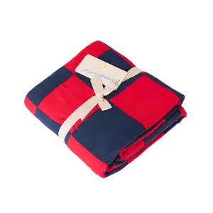 Red & Navy Adult Swaddle Blanket