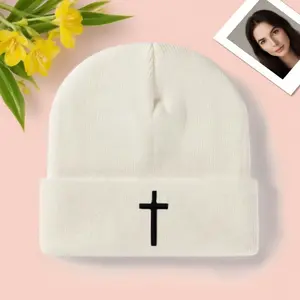 Unisex Knitting Beanie - Casual Cross-Print Embroidered Yarn-Knit, Autumn Winter Cold-Proof Hip Hop Hat, Free Size Fashion Clothes Accessory