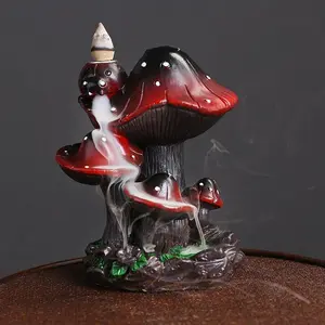 Mushroom Design Incense Burner, Creative Waterfall Backflow Incense Burner, Home Decor Ornament, Desktop Decor for Living Room Bedroom Office, Aroma, Scent Diffuser, Air Fragrance Diffuser
