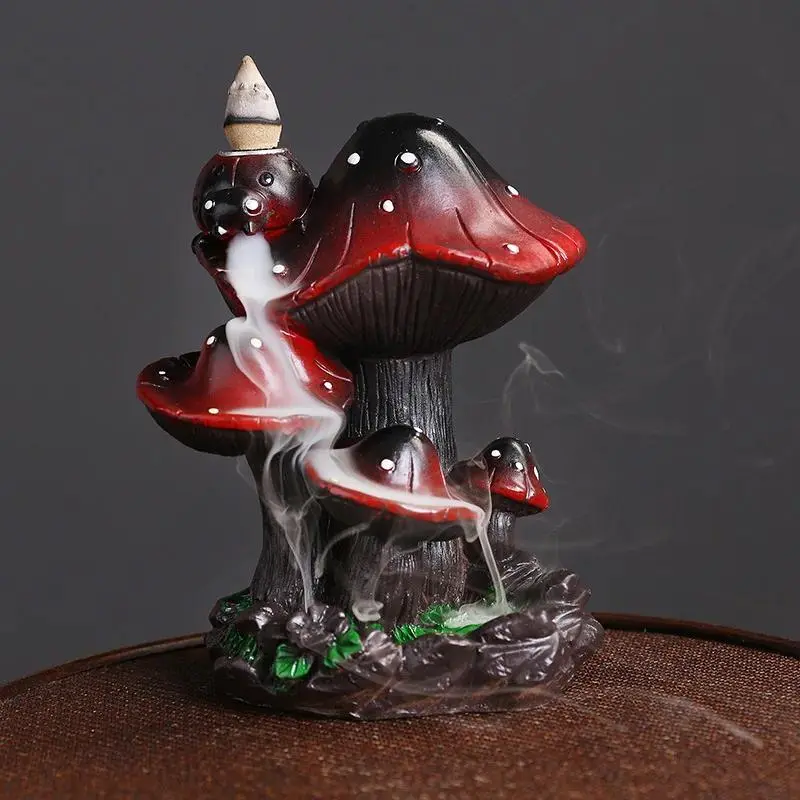 Mushroom Design Incense Burner, Creative Waterfall Backflow Incense Burner, Home Decor Ornament, Desktop Decor for Living Room Bedroom Office, Aroma, Scent Diffuser, Air Fragrance Diffuser, Aromatherapy Home Fragrances