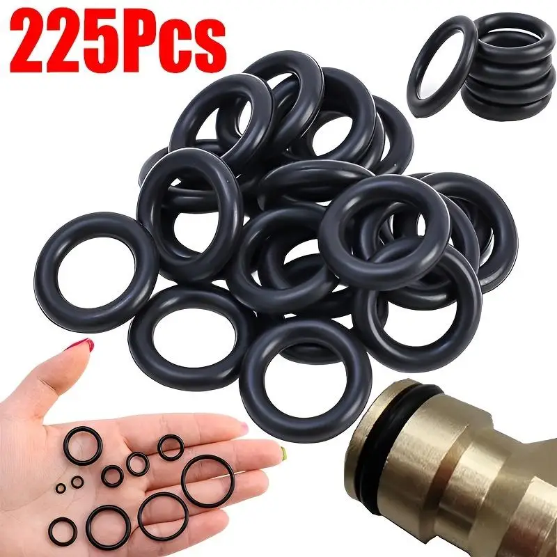 Rubber O-Ring Seals (225pcs), 18 Sizes Oil-resistant O-ring Combination Set For Sealing Gaskets, Professional Plumbing, Faucets, Automotive, Industria
