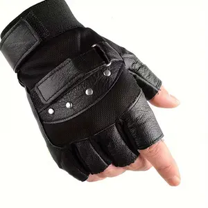 Unisex Genuine Leather Half-Finger Gloves – Ideal for Fitness & Weightlifting – Breathable & Anti-Slip, Perfect Choice for Cycling and Driving.