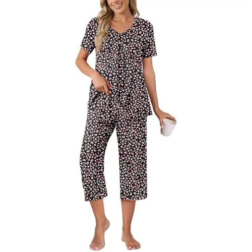 08 pleated Floral Black