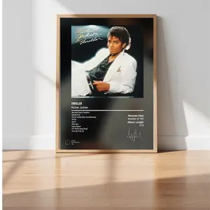 Thriller Tracklist Poster, MJ Thriller Album Cover Poster Decor, 80s Music Art