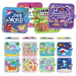 Magic Water Coloring Book for Kids Ages 3–6, Reusable No-Mess Water Painting Activity Book with Water Pen, Montessori Educational Drawing Toy, Travel Art Toy for Toddlers, Birthday Gift