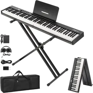 88-Key Portable Electric Keyboard-Full Size Semi-Weighted-Folding Design With Stand-Pedal-Headphones-Carry Bag-MIDI Bluetooth Digital Piano Electronic Piano