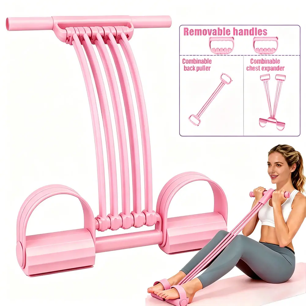 3-in-1 Multifunction Pedal Resistance Band, Elastic Pull Rope Fitness, Full-Body Workout at Home Gym, Exercise Sit-up, Yoga, Abdominal Training
