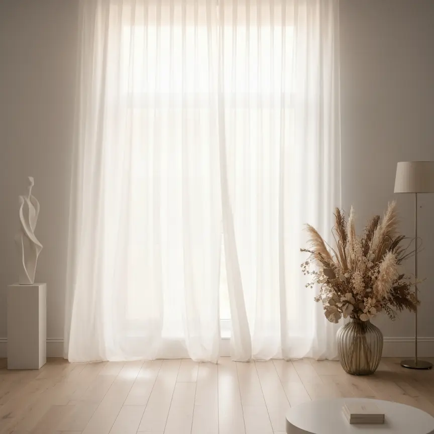 Modern Minimalist Sheer Curtain, Home Decoration Curtain, Full Light Blocking Floor-Length Drape, Breathable Home Decor for Living Room & Bedroom