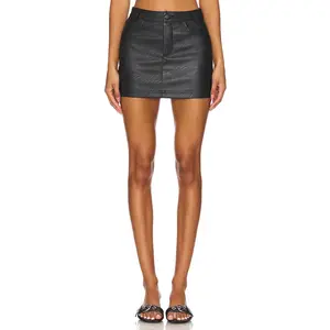superdown Jacey Faux Leather Mini Skirt in Black