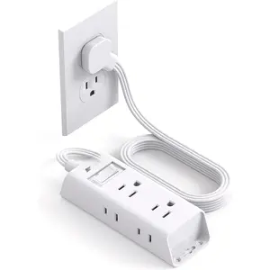 Cruise Essentials - Flat Plug Power Strip,  5 ft Ultra Flat Extension Cord with 6 Outlets Extender, No Surge Protector for Cruise Ship, Travel, Dorm, Home Office, ETL Listed