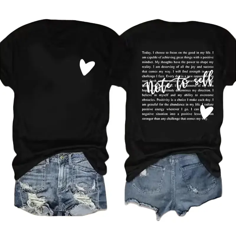 Men's Short-Sleeve Positive Affirmation Print Cotton Tee, Elegant Vibe Casual Clothes