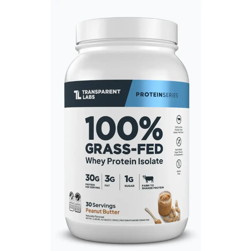 Transparent Labs Grass-Fed Whey Protein Isolate — 28g Protein, Clean Ingredients, Milk, Fitness,summerwins