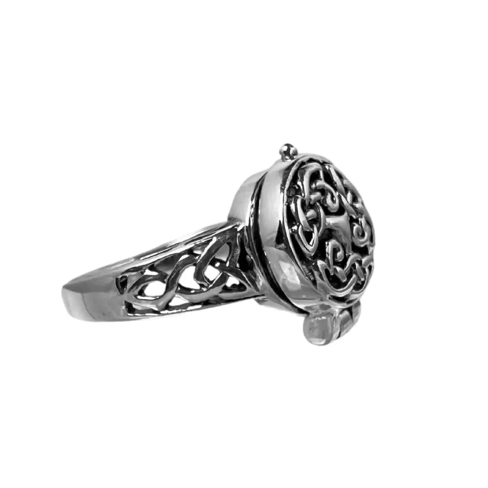 Sterling Silver Celtic Triquetra Pillbox Style Ring