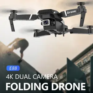 Professional Drone E88 4K Wide-Angle HD 1080P Camera WiFi FPV Height Hold Foldable RC Drone Quadrotor Helicopter Children's Toys Phone Folding