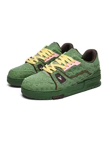 Unisex low top sneakers for students, campus versatile athletic sports and leisure shoes, classic retro sneakers, star shoes, couple sneakers, versatile Air Force No.1 lightweight casual shoes, sports shoes GBLV2007 avocado green, Footwear