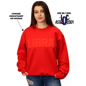 Red Zodiac Puff Print Unisex, Choose Sweatshirt or Hoodie, Astrology Apparel (THIS COLOR IS NOT COMING BACK)