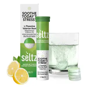 Seltz Soothe Today’s Stress - Effervescent Tablets for Relaxation and Focus, L-Theanine, Magnesium, and Vitamin D3, Lemonade Flavor, No Added Sugar, 15 Tablets