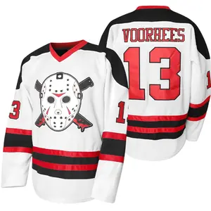 Drake Voorhees #13 Friday Movie Ice Hockey Jersey Halloween Stitched Knit Embroidery Custom Gift for Sports Teams School Uniforms & Hockey Leagues Fitness Christmas gifts UglySweater
