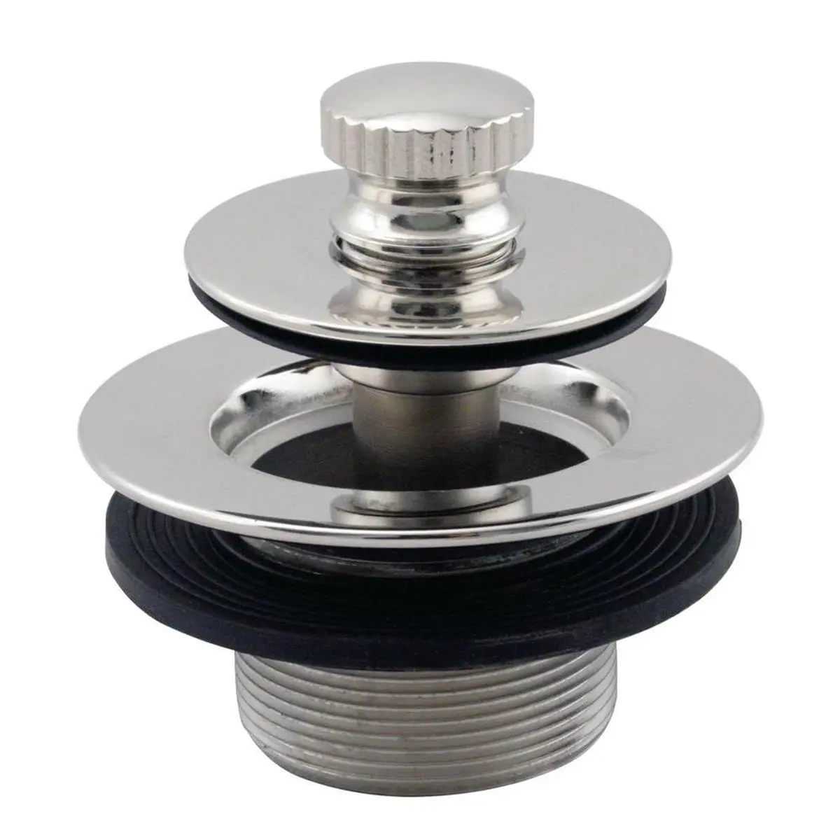 Satin Nickel Finish Bathtub Drain Plug with Plunger, 3.7 Inches Coarse Thread Model, 3/8 In. Mounting Bracket, Bathroom Home Supply Gadget to Complement Decorative Fixtures