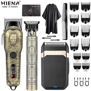 3-piece set of hair clippers with accessories, Barber clippers set, rechargeable electric hair clippers, razors, suitable for hairdressers and family haircuts, ideal for men's Valentine's Day gifts
