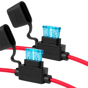 MGI SpeedWare 15AMP ATC ATO Blade Fuse with 14AWG Inline Fuse Holder Harness (2-Pack)
