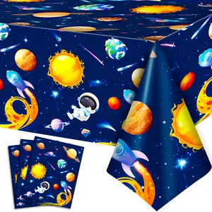 Space Tablecloth, 3 Pcs Outer Space Party Table Cloth Set - Astronaut Table Covers, Space Birthday Party Tablecloth, Space Themed Table Covers for Space Birthday Decorations, Space Party Decorations