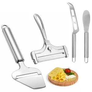 4 Pack Cheese Cutter Tool Set, Cheese Slicer with Wire, Stainless Steel Cheese Slicer Set and Cheese Cutter Plane for Soft, Semi-hard, Hard Cheeses Kitchen Tool