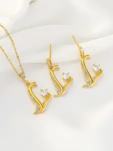 3-Piece Letter L Necklace Earrings Jewelry Set, Fashion Classic Design, Perfect for Parties, Birthday Gift with Box