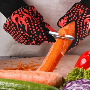 High Temperature Resistant BBQ Gloves, Silicone Non-Slip Oven Mitts, Ideal for Grilling Cooking Baking Cutting, Up to 800°c (1472°f)
