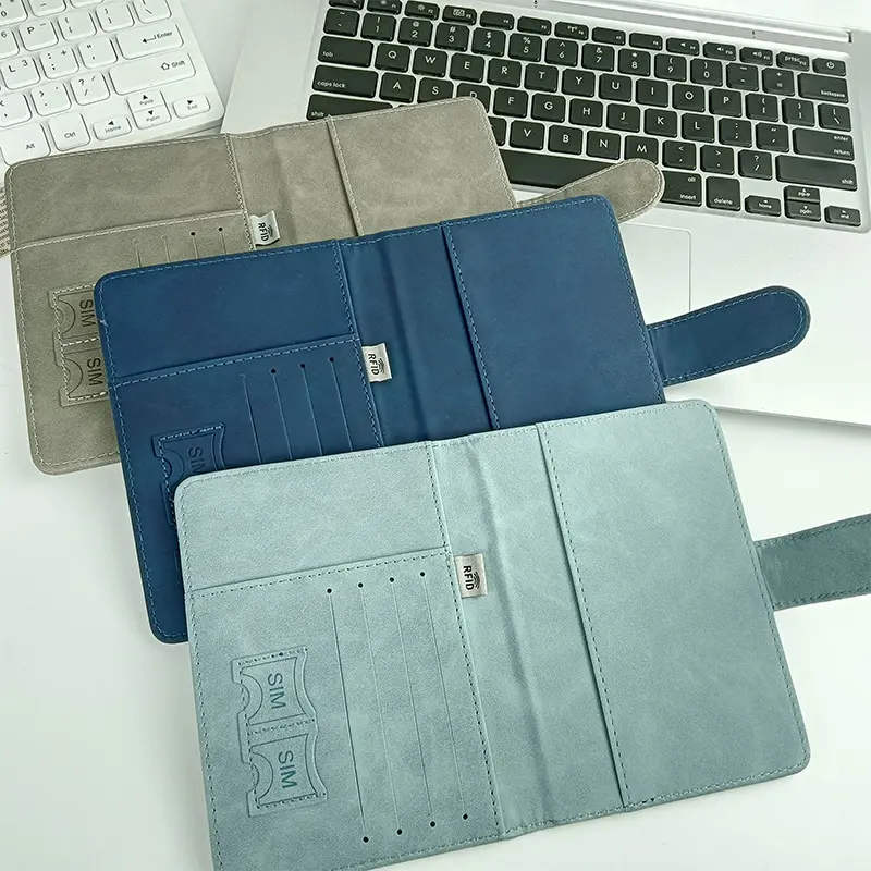Solid Color Leather Passport Holder - RFID-Shielded Passport Protector for Men and Women, Durable Moisture-Proof Travel Wallet with Magnetic Closure, Document Organizer Travel Accessory