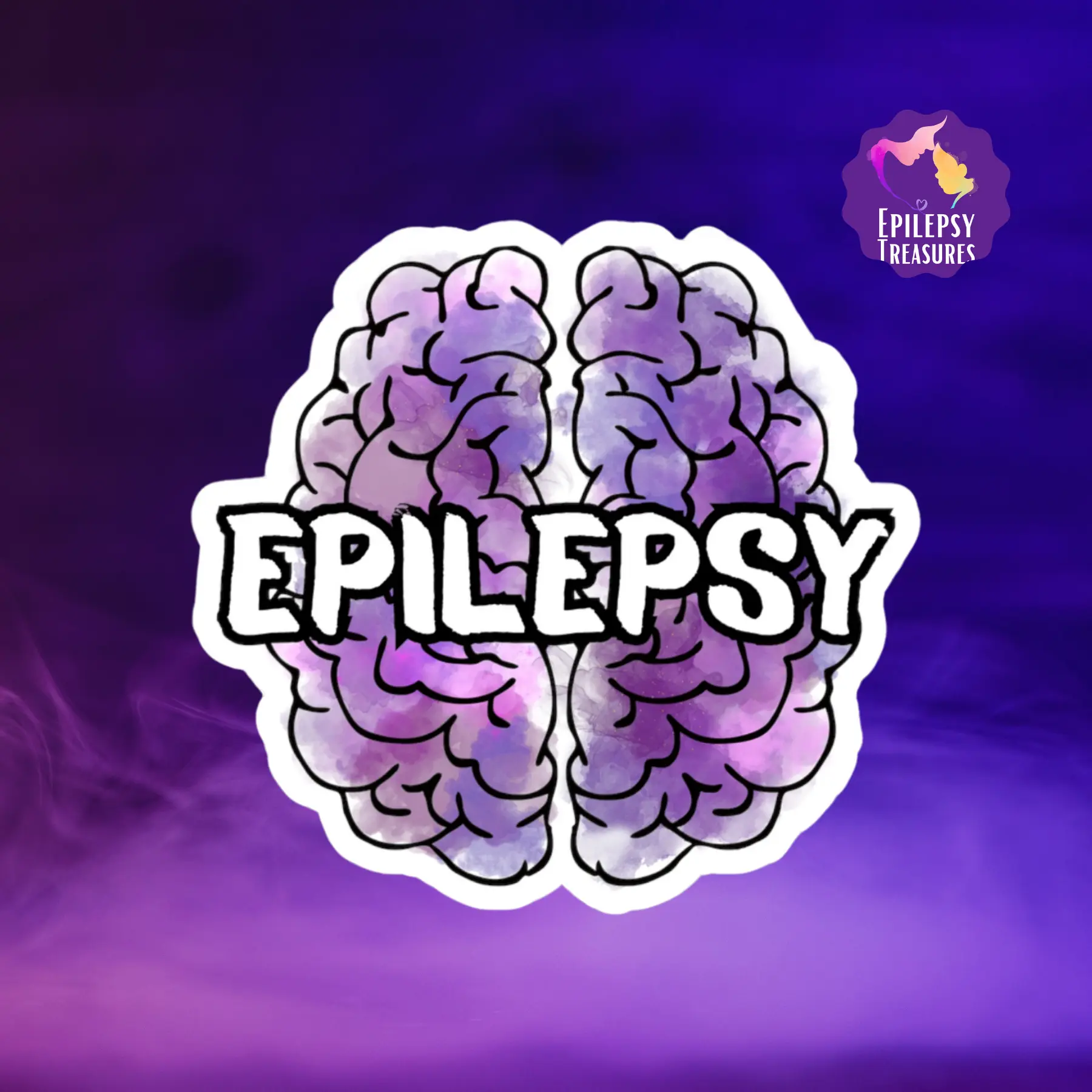 Epilepsy Brain Sticker | Purple Brain Epilepsy Awareness Stickers | Sticker For Laptops | Water Bottles Sticker | Stickers for School | Wall Stickers | Notebook Seizure Awareness Brain