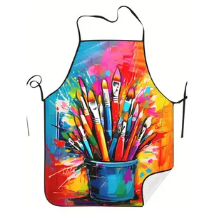 Colorful Vibrant ArtisticKit chen Apron with Pencils Design - Durable Woven Fabric, Adjustable Neck Straps, Perfect for Cooking & Painting, Painting Apron|Vibrant Apron|Woven Fabric Apron