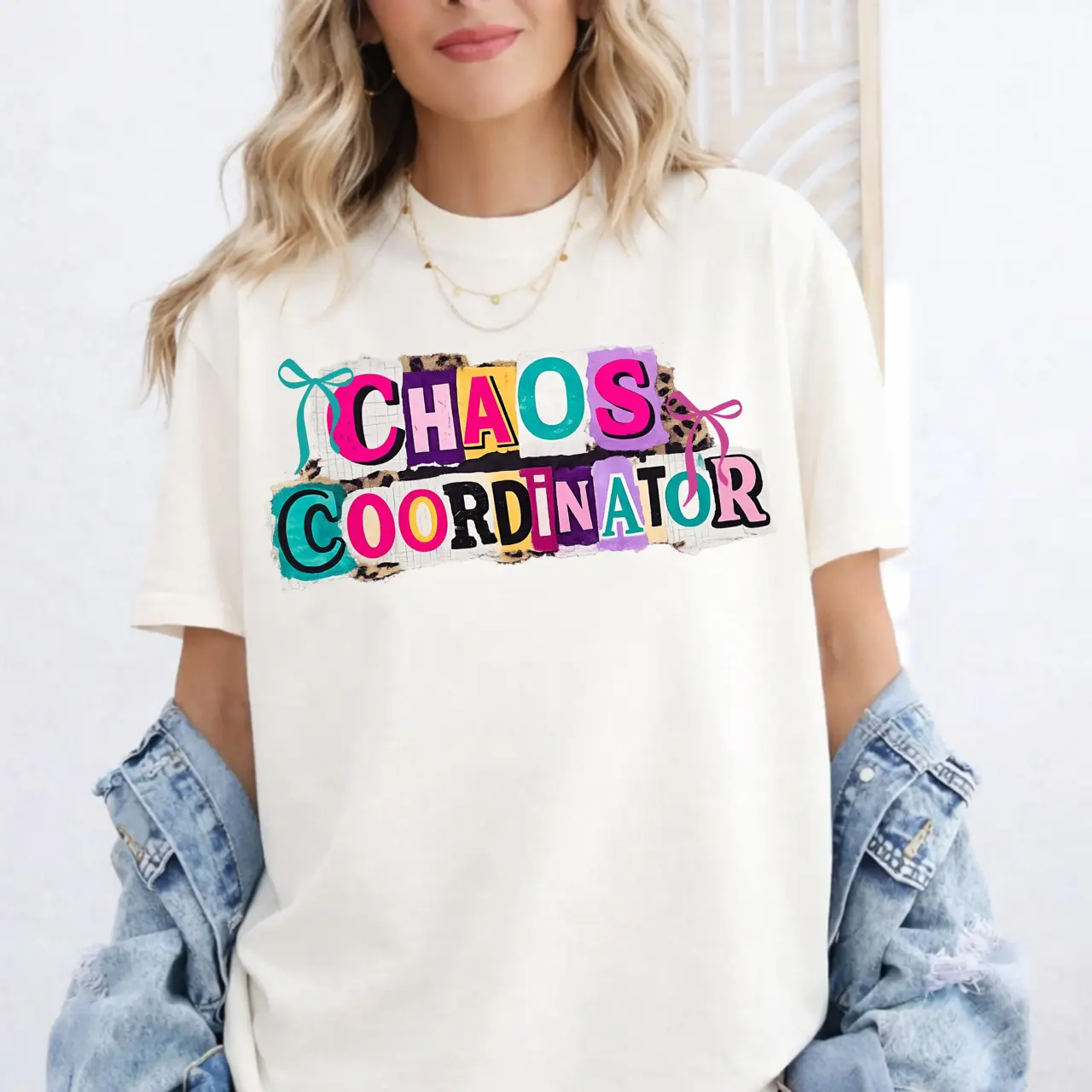 Chaos Coordinator T-Shirt Funny Mom Life Tee, Colorful Graphic Shirt For Moms Teachers Women, Cute Chaos Manager Gift Tee Unisex Top